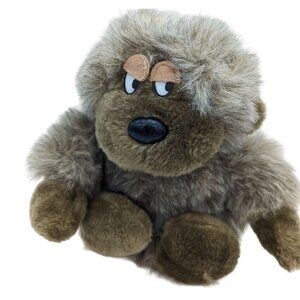 Vintage Cuddly wit ape monkey  baboon bear plush orange  eyelashes 11" gray HTF